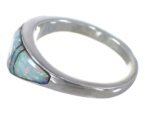 Opal Inlay Southwestern Silver Ring Size 5-3/4 EX50566